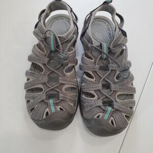 KEEN Whsper Sandals Womens Size 9.5 Gray Teal Water Hiking Closed Toe Shoes